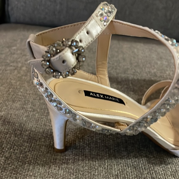 Never worn, Alex Marie ankle strap satin beaded heels. Size 7 - Picture 2 of 3